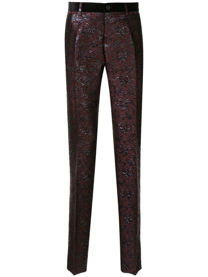 Dolce & Gabbana Jacquard Floral Effect Trousers - Purple