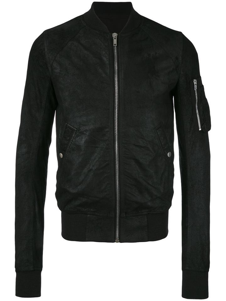 Raglan Bomber Jacket - Men - Lamb Skin/viscose - 50, Black, Lamb Skin/viscose, Rick Owens