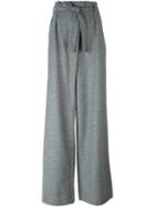 Msgm Belted Palazzo Pants, Women's, Size: 40, Grey, Polyester/virgin Wool