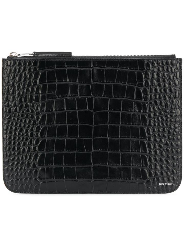 Neil Barrett Snakeskin Embossed Clutch - Black