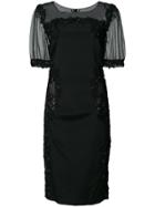 Marchesa Notte Guipure Lace-trimmed Dress - Black