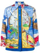 Hermès Vintage Scarf Print Shirt, Adult Unisex, Size: Small, Blue