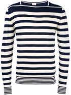 Moncler Striped Long Sleeve Sweater, Men's, Size: Medium, White, Cotton