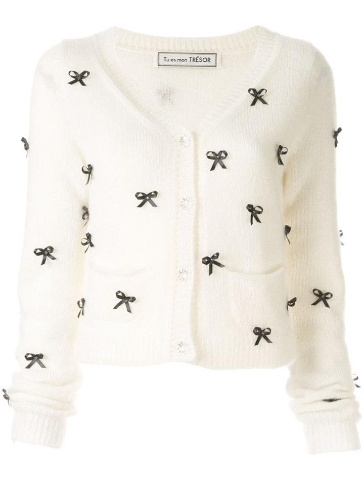 Tu Es Mon Trésor Petit Ribbon Cardigan - White