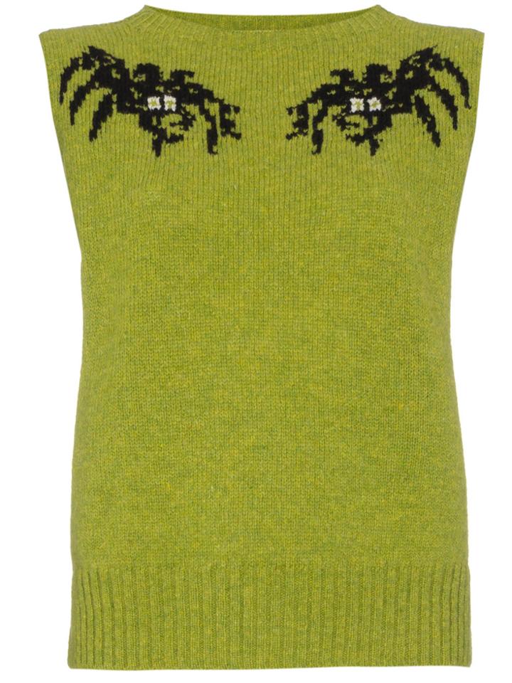 Prada Spider Motif Sleeveless Knitted Top - Green