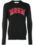 Msgm Logo Pach Sweater - Black