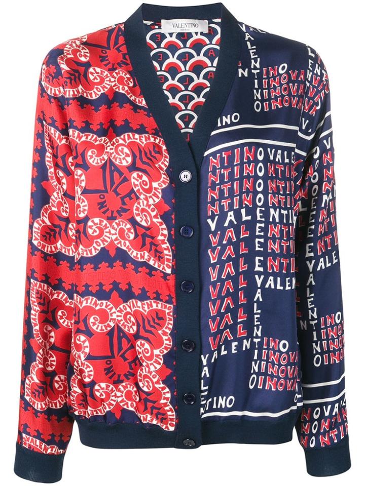 Valentino Printed V-neck Cardigan - Blue