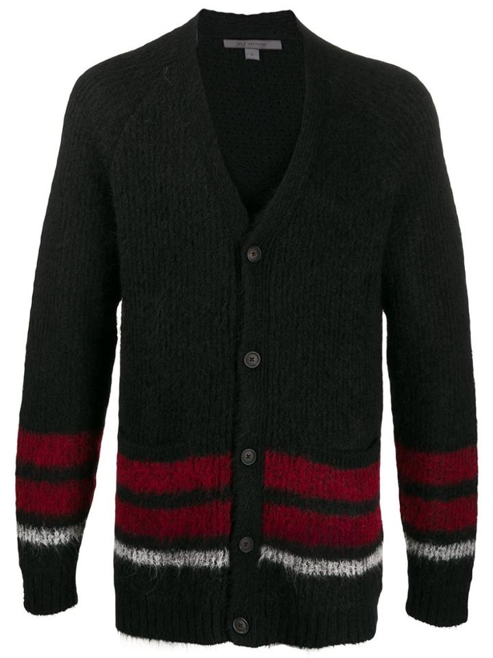 John Varvatos Stripe Trim Cardigan - Black