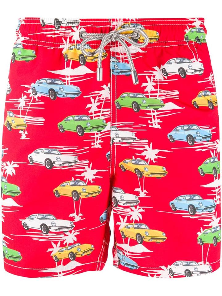Mc2 Saint Barth Gustavia Car Print Swim Shorts - Red