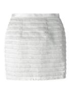Burberry Fringed Stripe Skirt, Women's, Size: 10, White, Silk/cotton/spandex/elastane