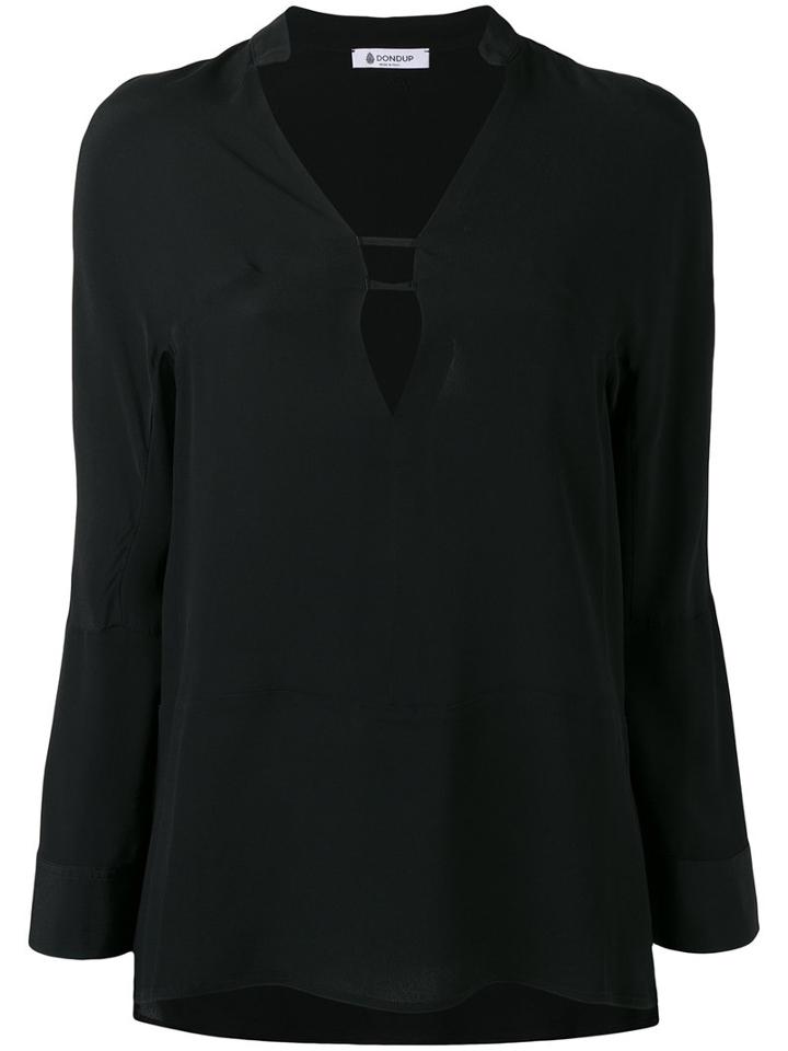 Dondup Deep V-neck Blouse, Women's, Size: 42, Black, Viscose/silk
