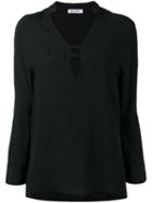 Dondup Deep V-neck Blouse, Women's, Size: 42, Black, Viscose/silk