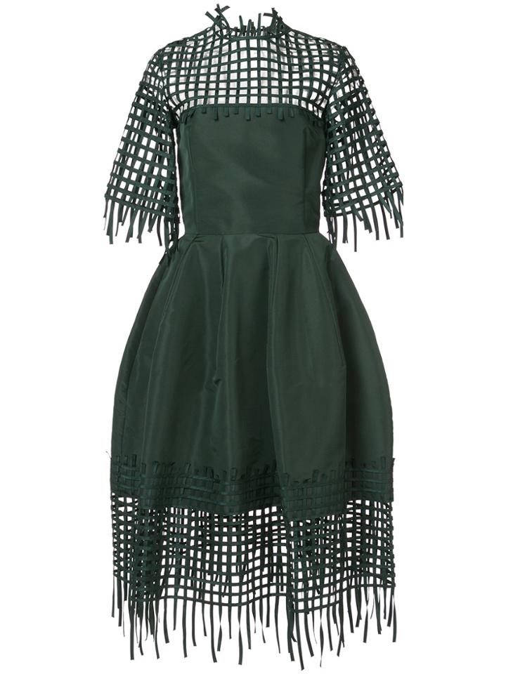Oscar De La Renta Net Panel Dress - Green