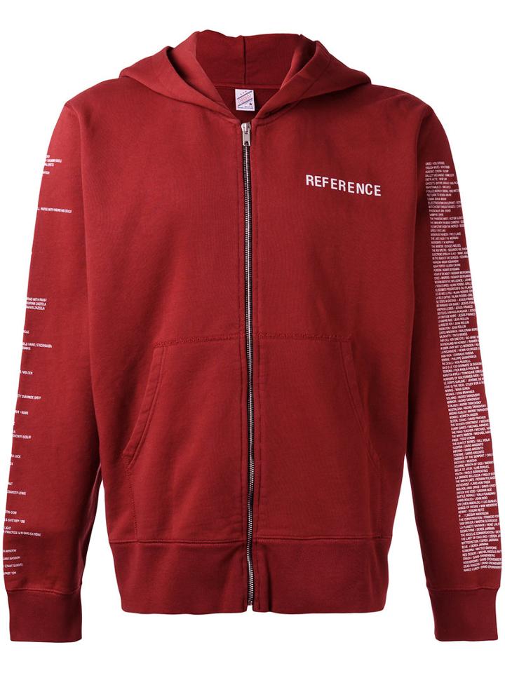 Yang Li Text Print Zipped Hoodie, Men's, Size: Xl, Red, Cotton