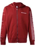 Yang Li Text Print Zipped Hoodie, Men's, Size: Xl, Red, Cotton
