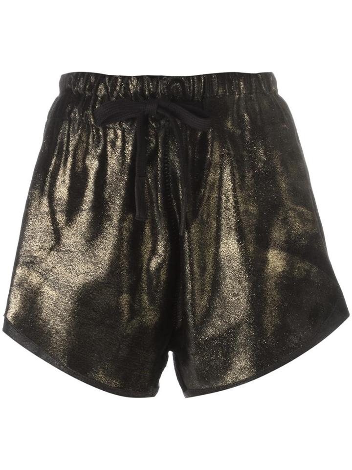 10sei0otto Metallic (grey) Gold-tone Shorts, Women's, Size: 42, Calf Hair/cotton/spandex/elastane