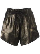 10sei0otto Metallic (grey) Gold-tone Shorts, Women's, Size: 42, Calf Hair/cotton/spandex/elastane