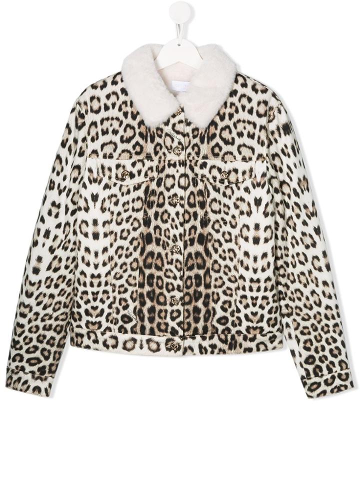 Roberto Cavalli Junior Teen Leopard Print Jacket - White