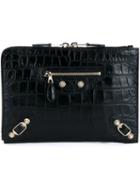 Balenciaga Embossed Crocodile Effect Clutch, Women's, Black, Leather