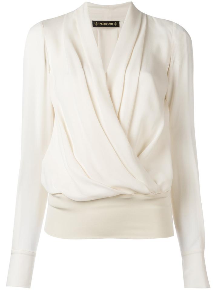 Plein Sud Wrap Front Shirt, Women's, Size: 40, Nude/neutrals, Silk