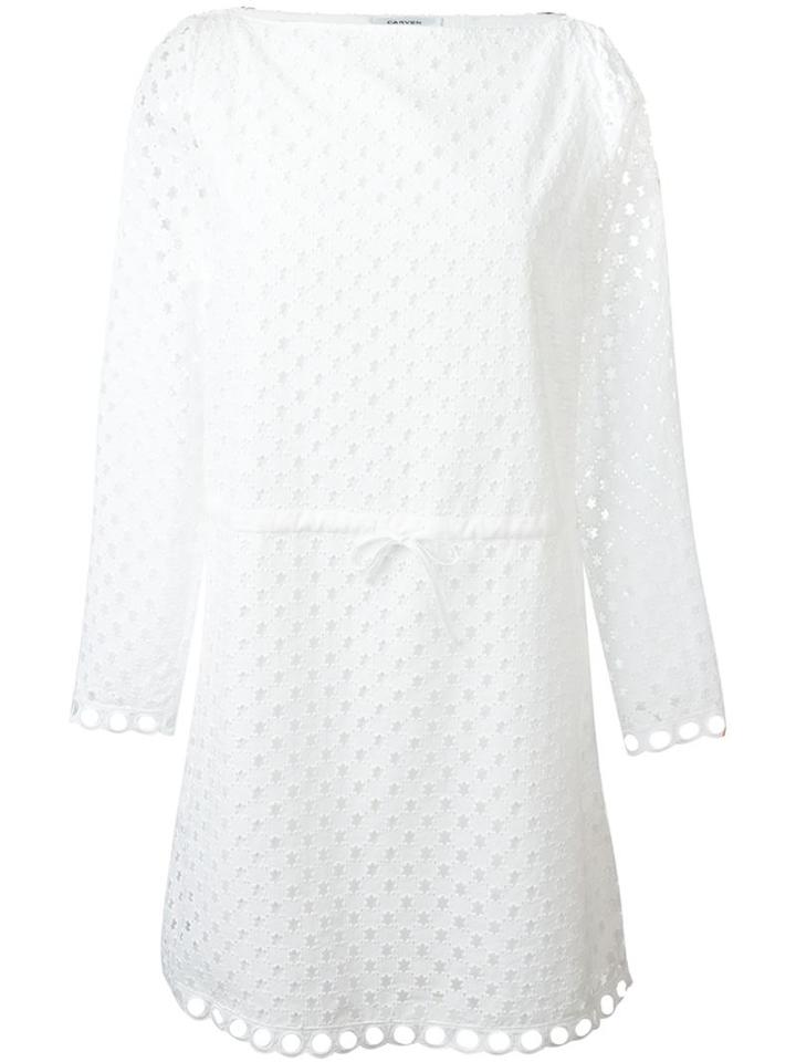 Carven Broderie Anglaise Tie Waist Dress