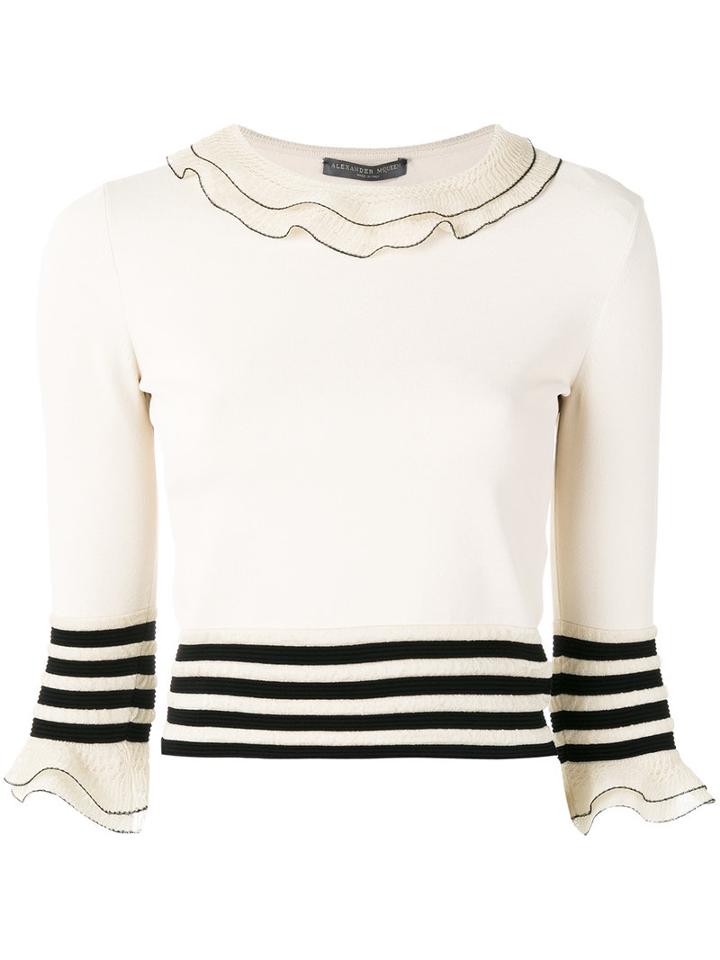 Alexander Mcqueen Ruffled Knitted Top, Women's, Size: Medium, Nude/neutrals, Viscose/polyester/silk/spandex/elastane