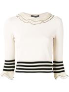 Alexander Mcqueen Ruffled Knitted Top, Women's, Size: Medium, Nude/neutrals, Viscose/polyester/silk/spandex/elastane