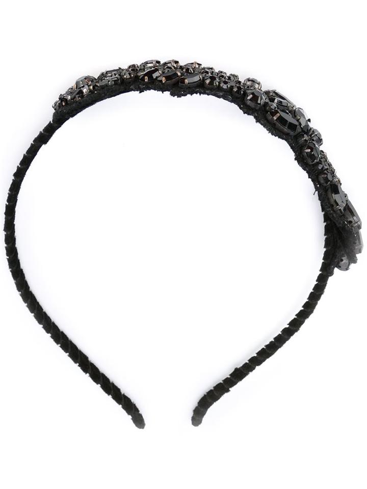 No21 Embellished Hair Band, Women's, Black, Silk/resin/metal/glass