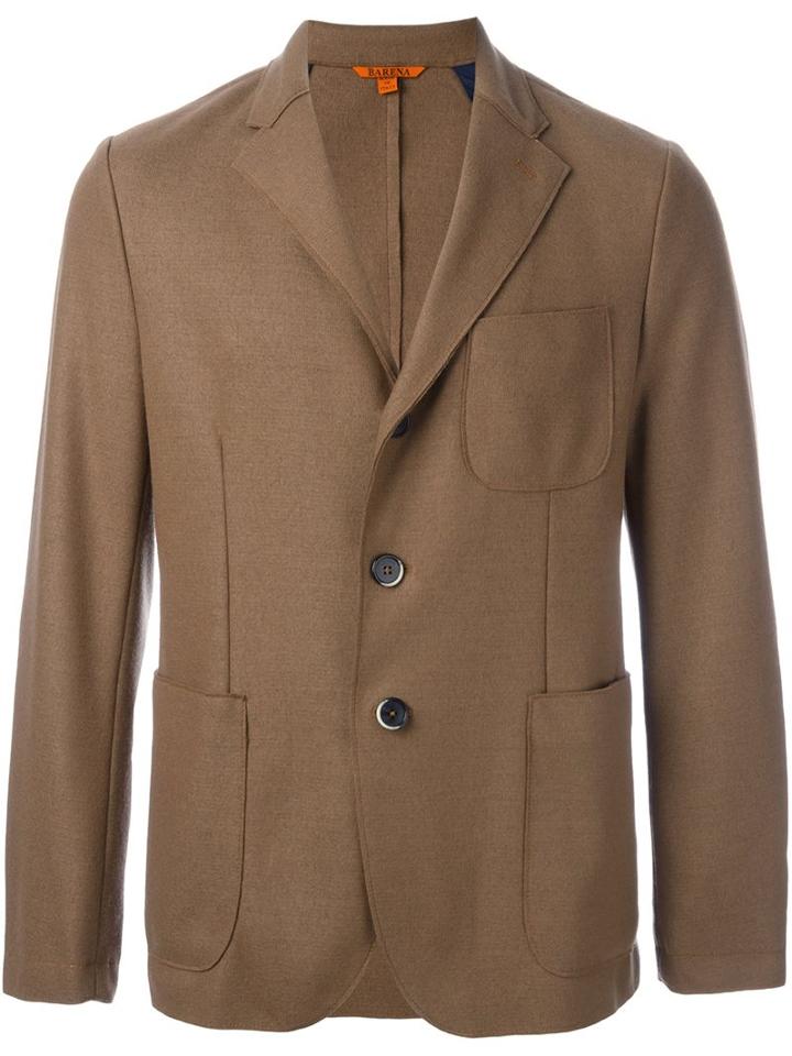 Barena Notched Lapel Blazer, Men's, Size: 50, Brown, Cotton/polyamide/acetate/virgin Wool