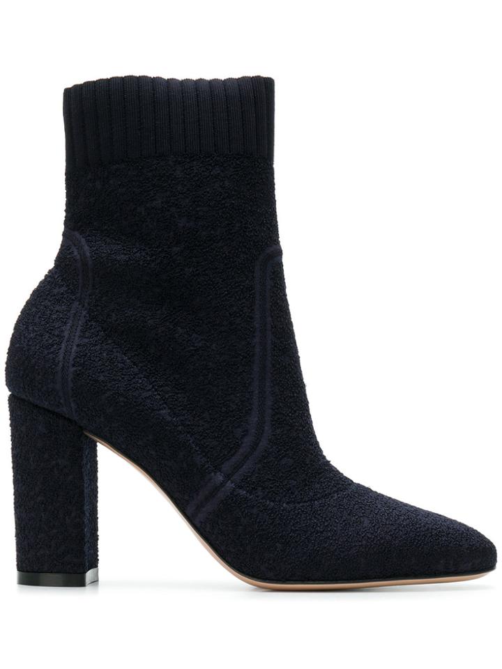 Gianvito Rossi Round Toe High Ankle Boots - Blue