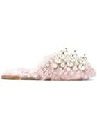 Miu Miu Pearl Embellished Mules - Pink & Purple
