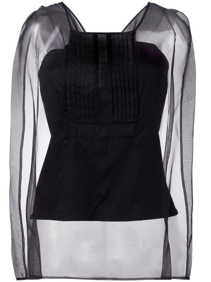 Io Ivana Omazic Sheer Sleeves Blouse, Women's, Size: 38, Black, Silk/cotton/spandex/elastane