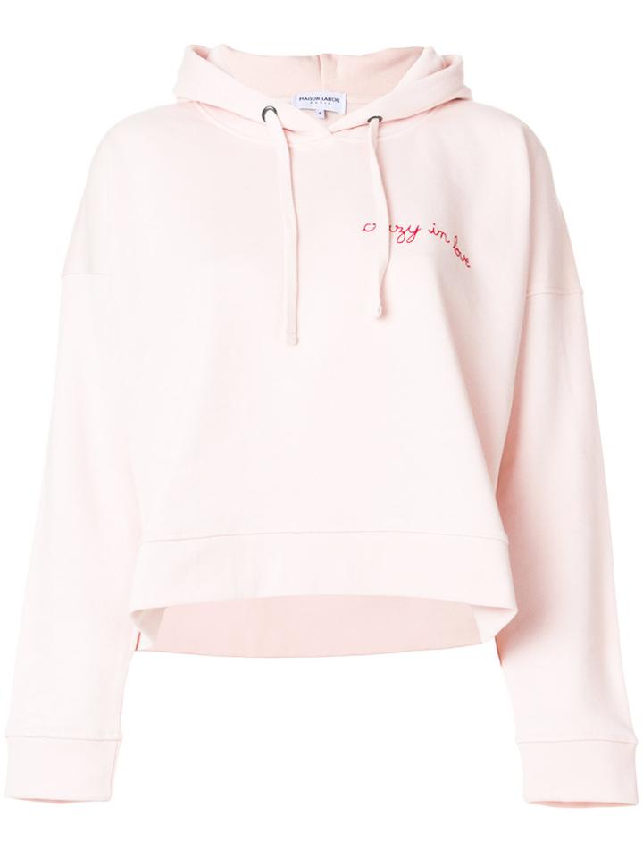 Maison Labiche Cropped Crazy In Love Hoodie - Pink & Purple