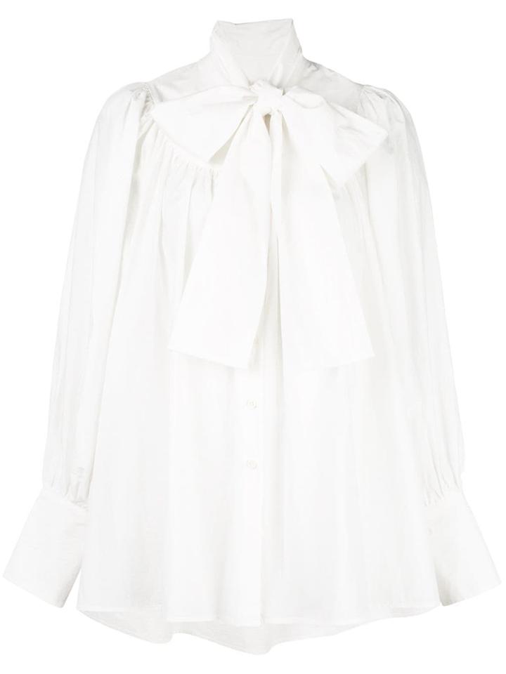 Uma Wang Gathered Bow Blouse - White