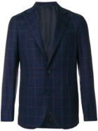 Caruso Checked Print Jacket - Blue