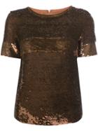Vanessa Seward - Sequin Embellished T-shirt - Women - Silk/sequin - 38, Brown, Silk/sequin