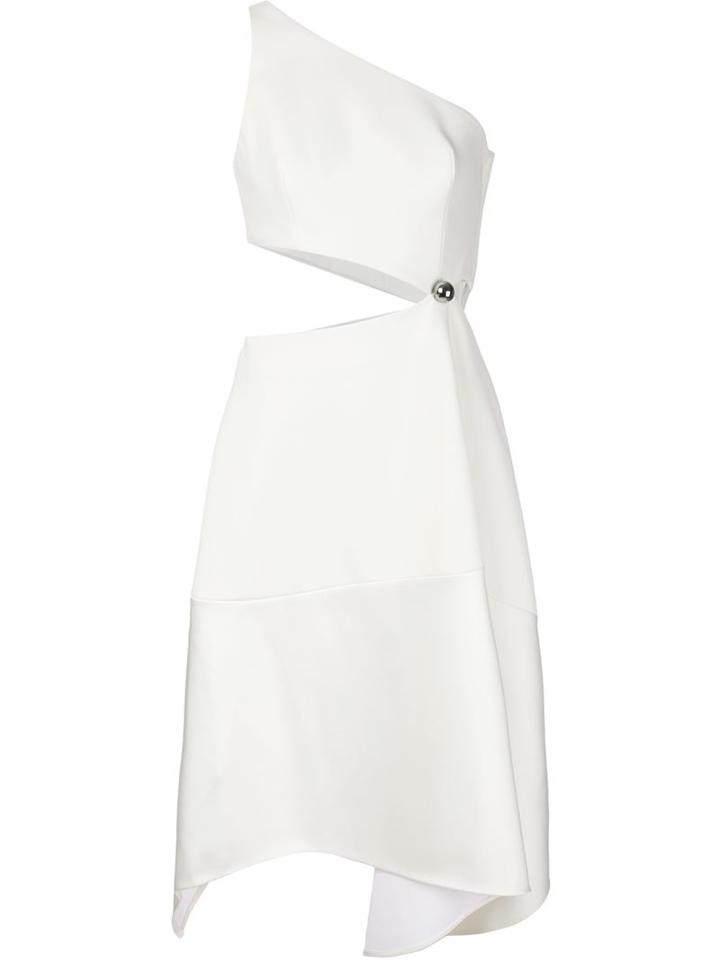 Mugler Asymmetric Cut-out Dress, Women's, Size: 34, White, Polyurethane/acetate/viscose