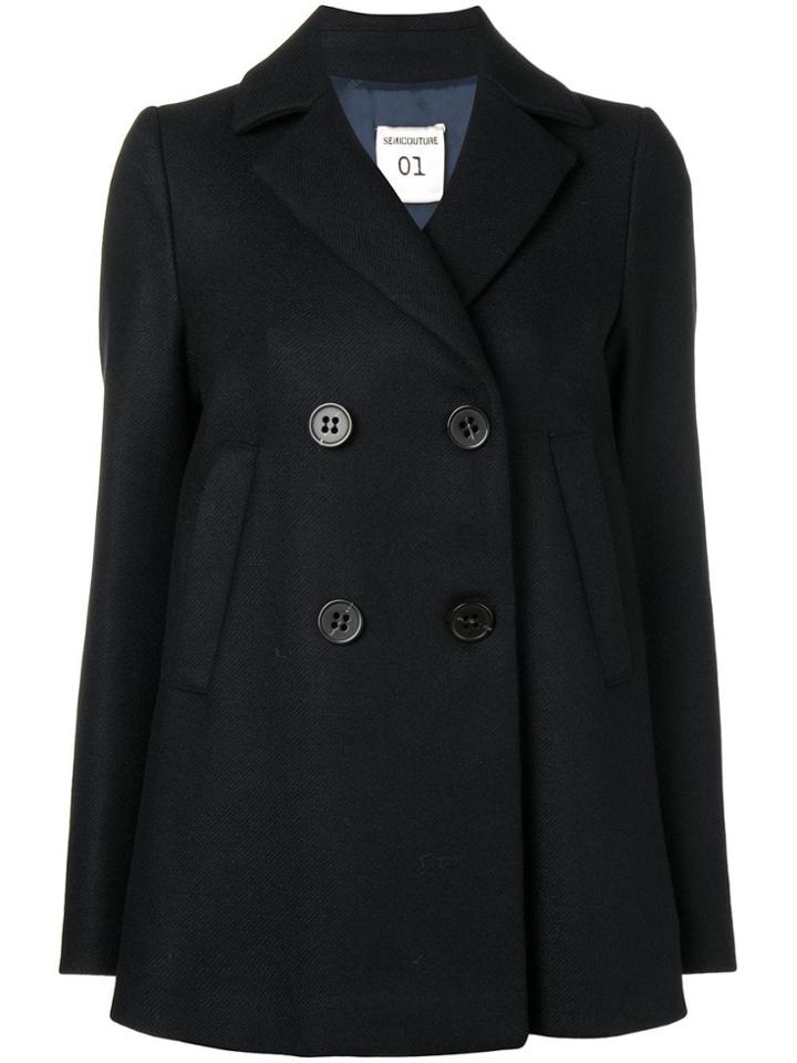 Semicouture Double Breasted Coat - Blue