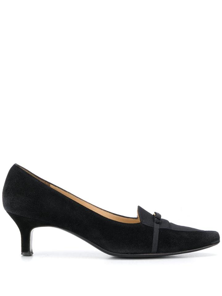 Salvatore Ferragamo Pre-owned 1980s Bow Detail Pointed Pumps - Black