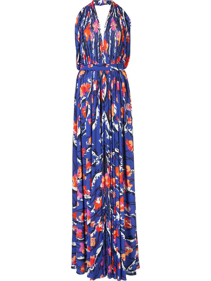 Emilio Pucci Pleatedmaxi Dress, Women's, Size: 40, Blue, Silk/viscose