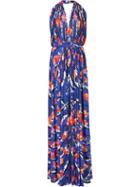 Emilio Pucci Pleatedmaxi Dress, Women's, Size: 40, Blue, Silk/viscose