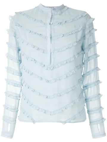 Olympiah Damasco Ruffled Blouse - Blue
