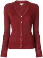 Bellerose Metallic Knit V-neck Cardigan - Red