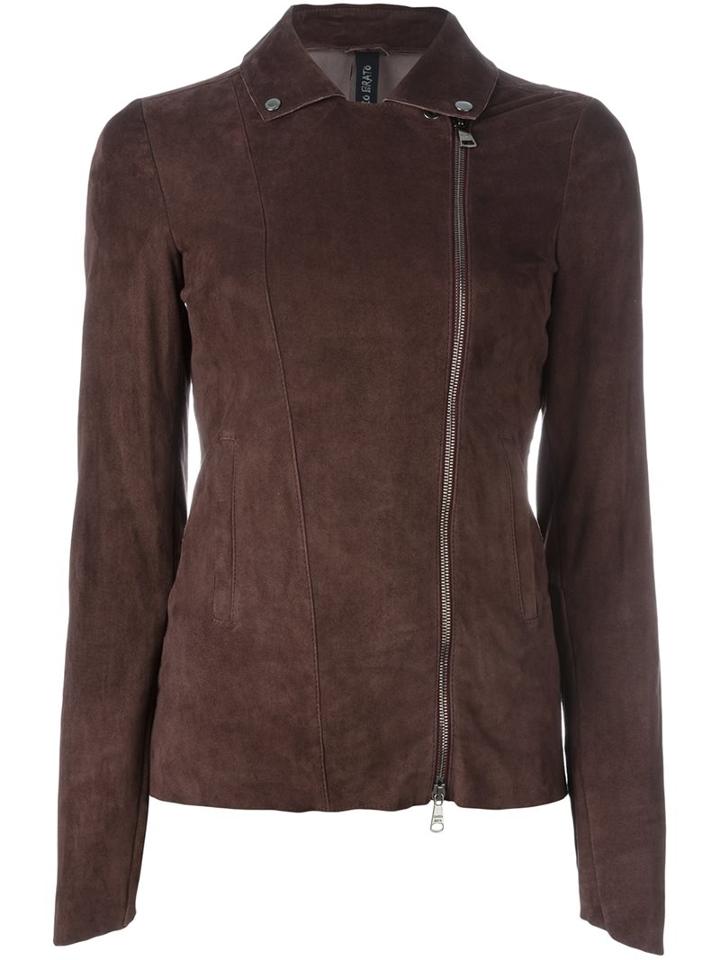 Giorgio Brato Two-way Zipped Jacket, Women's, Size: 40, Pink/purple, Suede/cotton/spandex/elastane