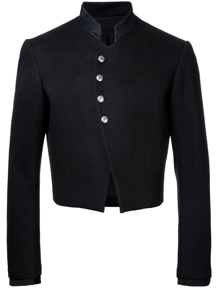 Aganovich Cropped High Collar Blazer, Men's, Size: 50, Black, Cotton