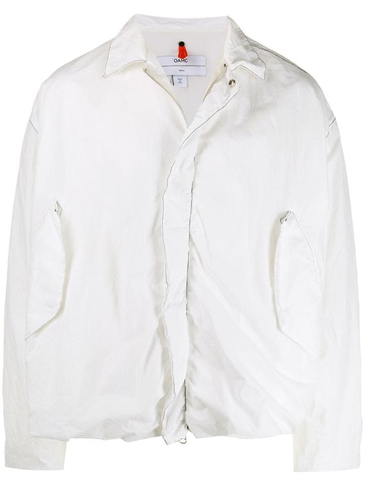 Oamc Contrast Stitch Bomber Jacket - White