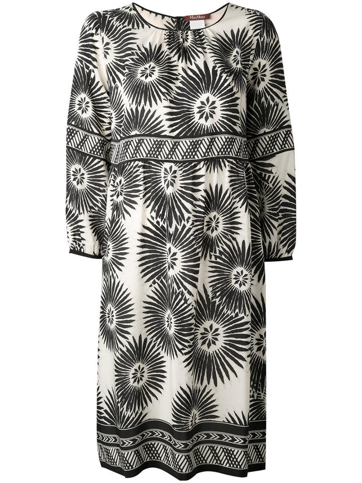 Max Mara Studio - Floral Print Dress - Women - Silk - 40, Nude/neutrals, Silk