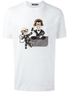 Dolce & Gabbana Designer's Patch T-shirt, Men's, Size: 48, White, Cotton
