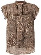 Twin-set Leopard Bow Tie Top - Brown