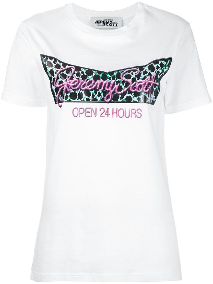 Jeremy Scott 'open 24hrs' Print T-shirt, Women's, Size: Medium, White, Cotton